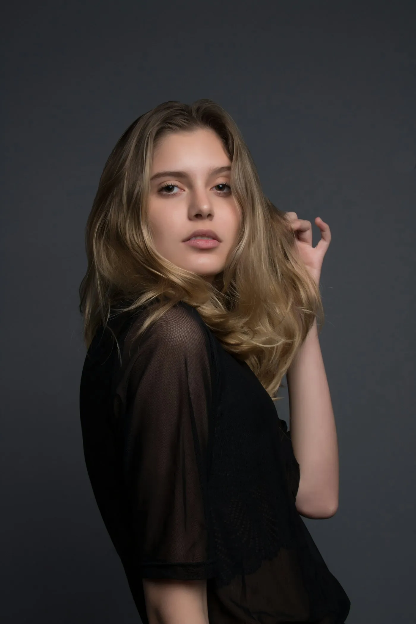 Studio portrait of a model in black